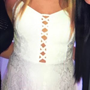 Cream lace overlay short dress